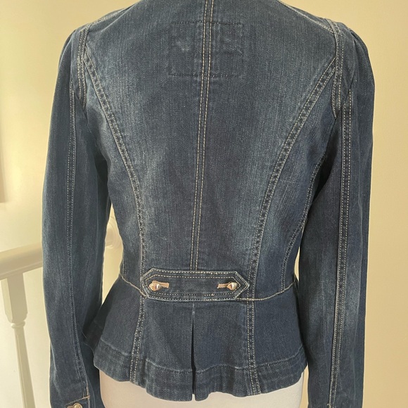 White House Black Market Dark Blue Jean Jacket with Silver Accents - Picture 10 of 10
